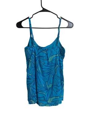 Tropical Blue and Green Mesh Camisole Tank Top